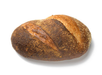 High angle view of bread against white background