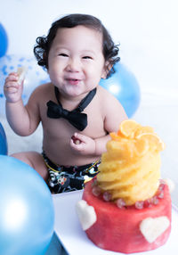 Portrait of cute girl with ice cream