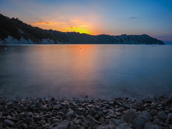 Scenic view of sea against sky during sunset