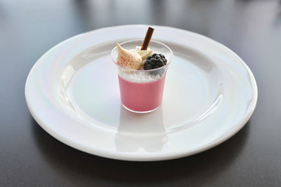 Close-up of ice cream in plate on table