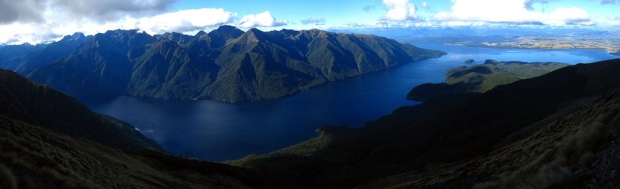 Panoramic view of mountains against sky