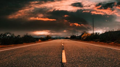 Surface level of road during sunset