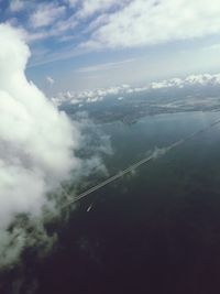 Aerial view of landscape against cloudy sky