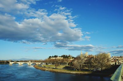 Bridge over river against sky