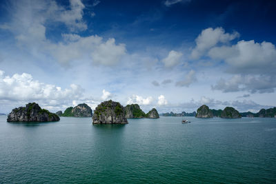 Panoramic view of sea against cloudy sky