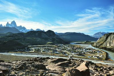 Scenic view of mountains against sky