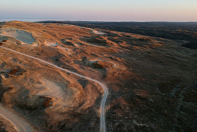 High angle view of road against sky