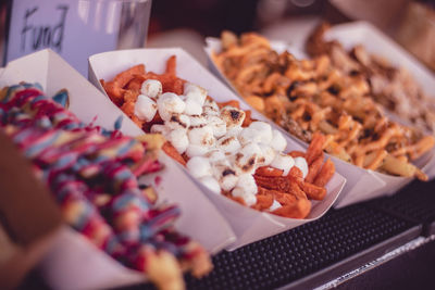 High angle view of food in containers