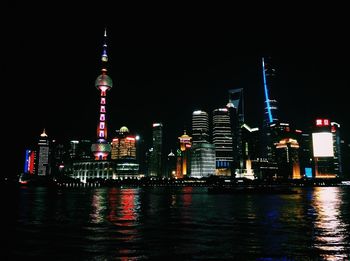 City lit up at night