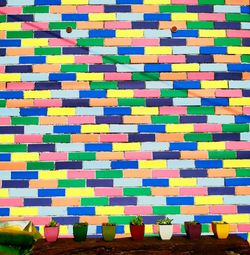 Close-up of multi colored tiled wall