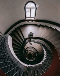 High angle view of spiral stairs