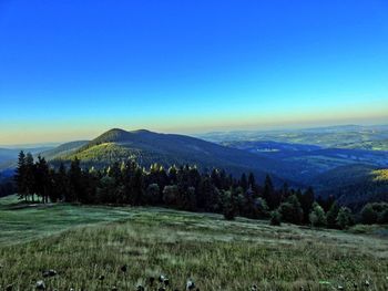 Scenic view of mountains against clear sky