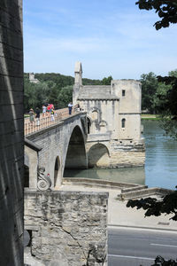 Arch bridge over river