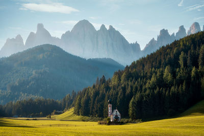 Panoramic view of landscape and mountains against sky