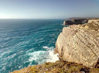 Scenic view of sea against clear sky