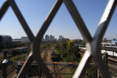 Low angle view of chainlink fence