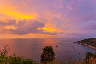 Scenic view of sea against sky during sunset