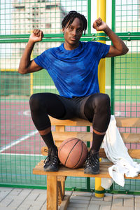 Portrait of the black man with the basketball