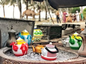 Close-up of toys on table at home