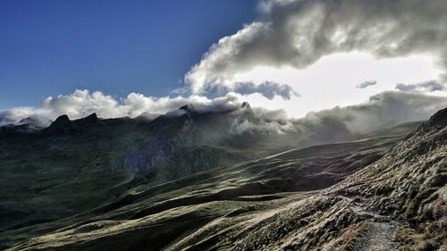 Scenic view of mountains against sky