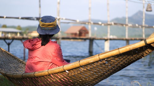 Low section of woman in boat