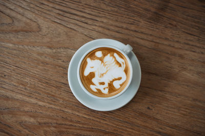 High angle view of coffee on table