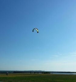 Scenic view of landscape against clear blue sky