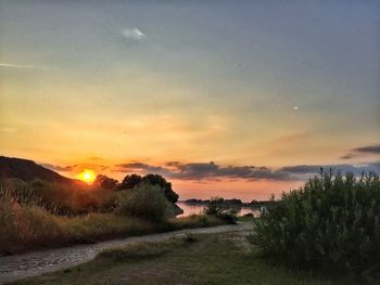 Scenic view of landscape at sunset