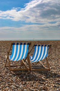 Deckchairs on brighton beach