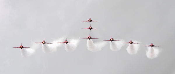 Low angle view of bird flying against sky