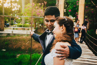 Young couple kissing outdoors