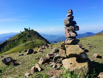Scenic view of rocks against sky