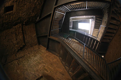 Low angle view of spiral staircase of building