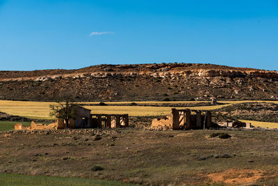 Scenic view of landscape in spain against clear sky