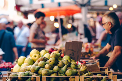 Various fruits for sale at market stall