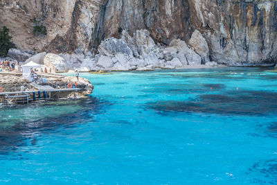 The beach of cala mariolu in sardinia with turquoise water
