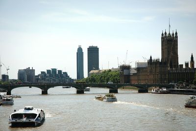 City skyline with river in background