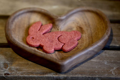 High angle view of cookies on table