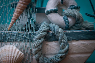 Close-up of rope on boat