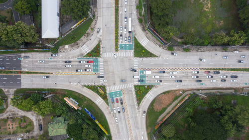 High angle view of traffic on road