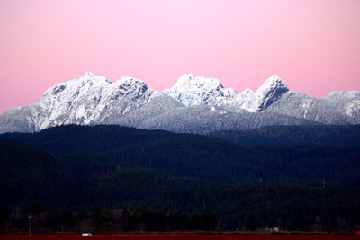 Scenic view of snow covered mountains