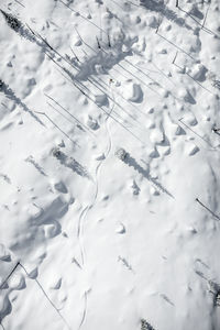 Aerial photo of adult woman backcountry powder skiing in the kootenays, b.c., canada