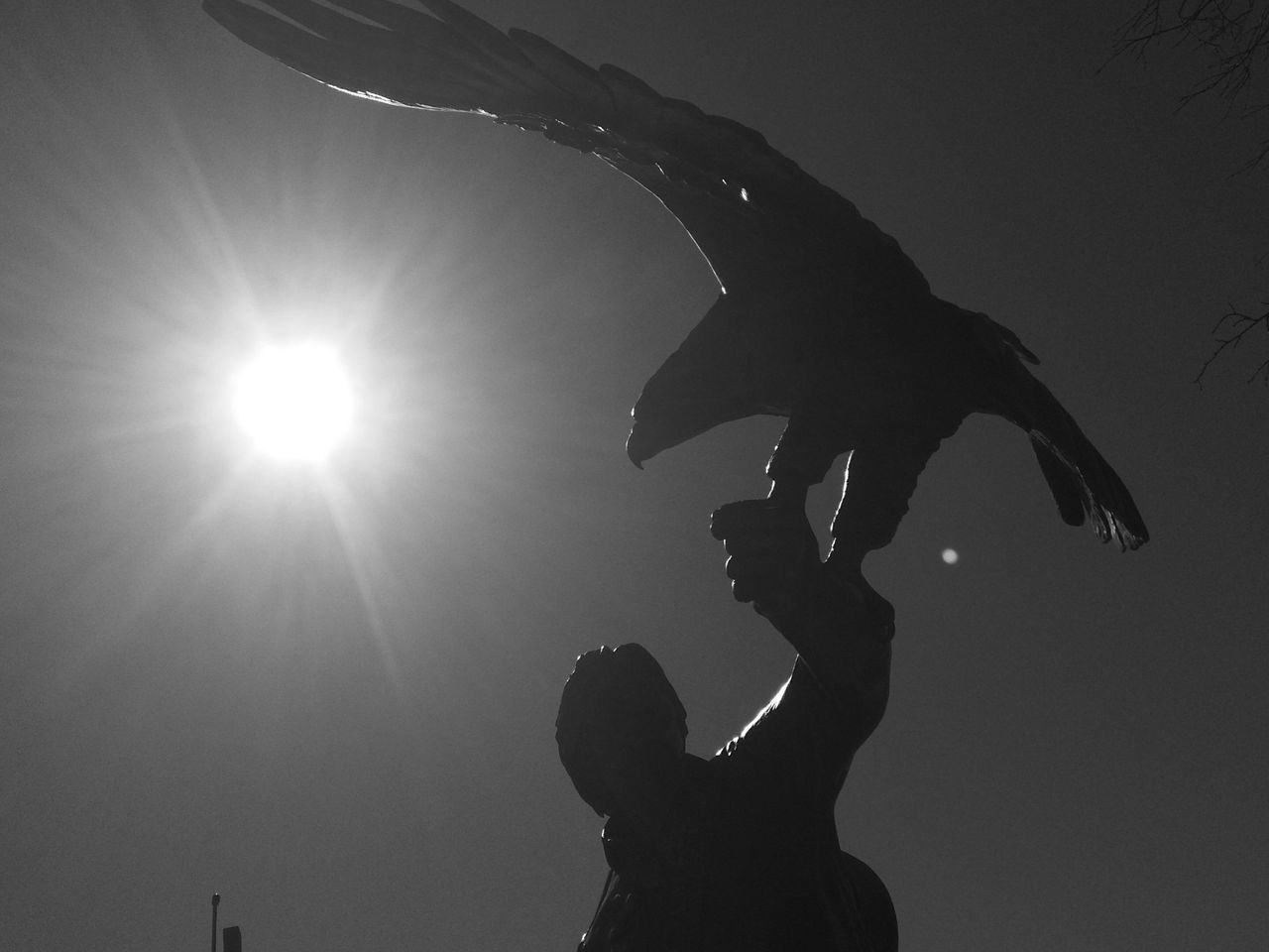 LOW ANGLE VIEW OF SILHOUETTE MAN AGAINST THE SKY