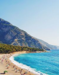 Scenic view of sea against clear sky