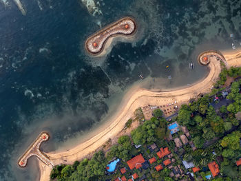 High angle view of sanur beach, bali