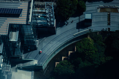 High angle view of buildings in city