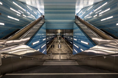 Low angle view of escalator in modern building