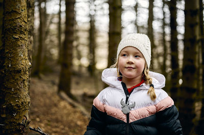Portrait of girl in forest