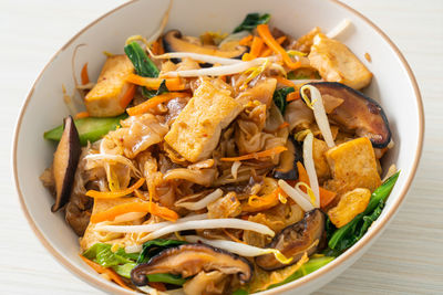 High angle view of food in bowl on table