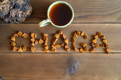 Directly above shot of coffee on table